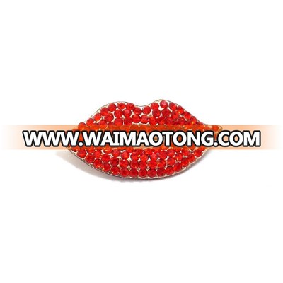 Fancy Sexy Lady Red Lips Rhinestone Bulk Metal Brooch Pin Party Dress