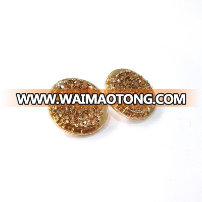 Wholesale Gold Shining Rhinestone Alloy Round Button for Clothing Accessories