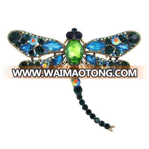 Yiwu factory Newest Crystal Vintage Dragonfly Brooch